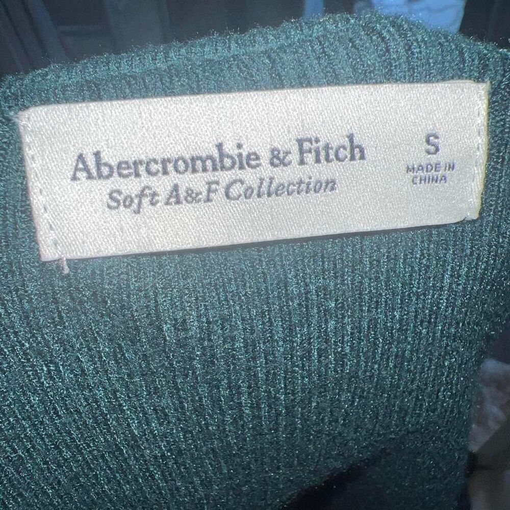 Abercrombie & Fitch Women's Dark Green Ribbed Long Sleeve Large - Picture 4 of 4